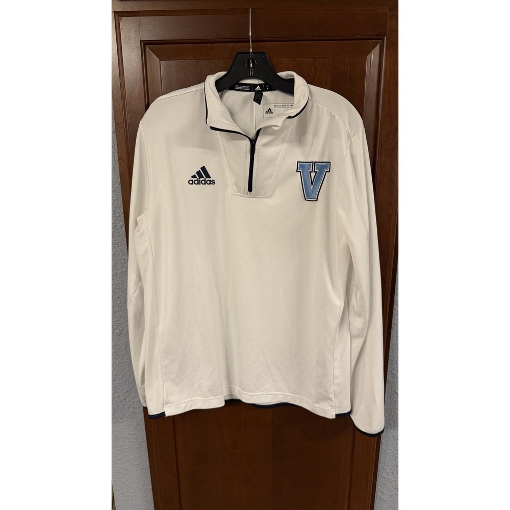 Villanova University Wildcats Adidas Team Issue 1/4 Zip Medium White Climalite